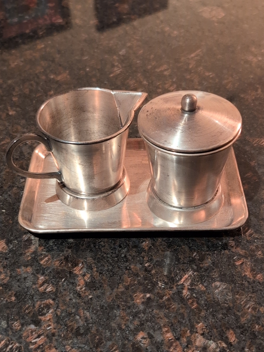 Antique Creamer and Sugar Set with Tray